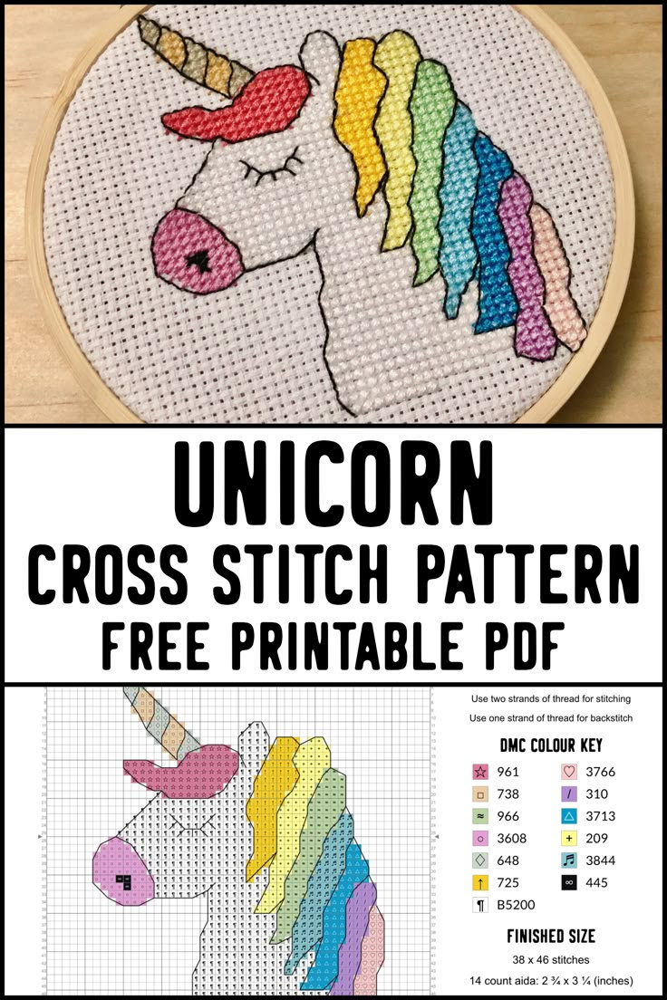Unicorn Cross Stitch Pattern - Free Printable Pdf with Free Printable Unicorn Cross Stitch Pattern