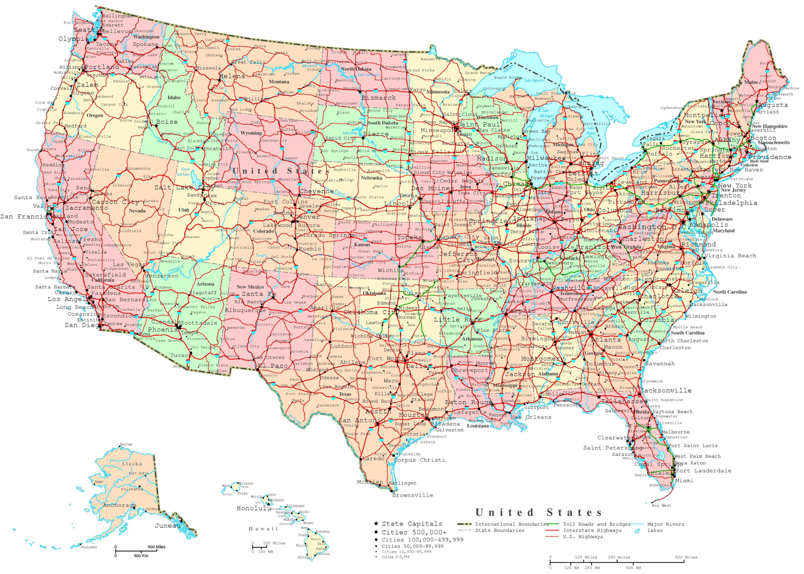 United States Printable Map in Free Printable Road Maps