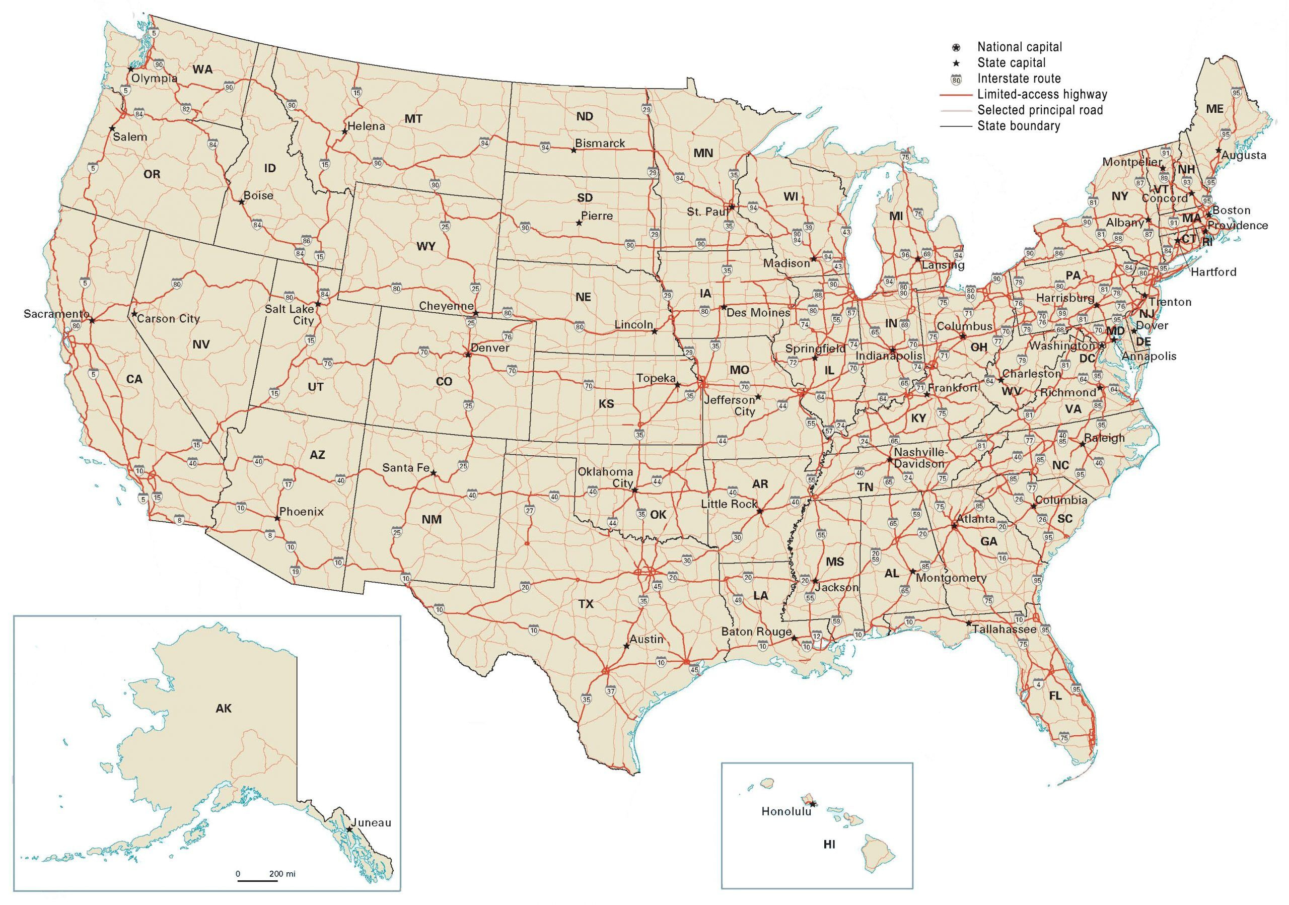 Us Road Map: Interstate Highways In The United States - Gis Geography for Free Printable Road Maps