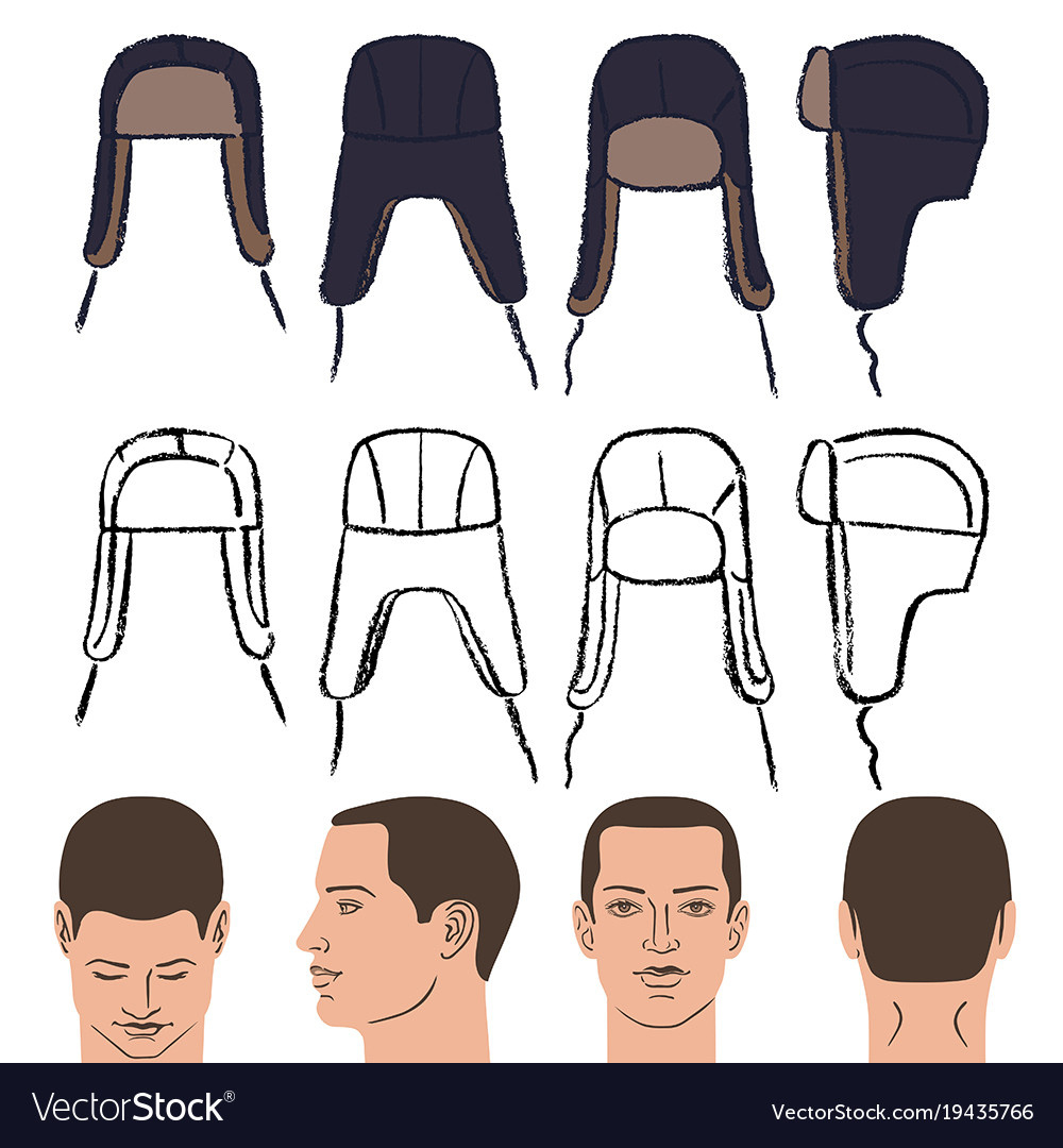 Ushanka Russian Winter Hat Outlined Template Vector Image inside Printable Ushanka Hat Pattern