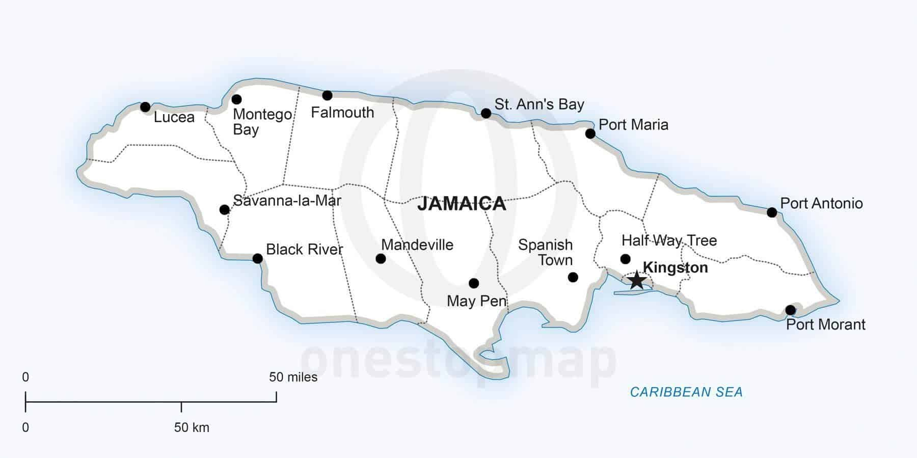 Vector Map Of Jamaica Political | One Stop Map throughout Free Printable Map Of Jamaica