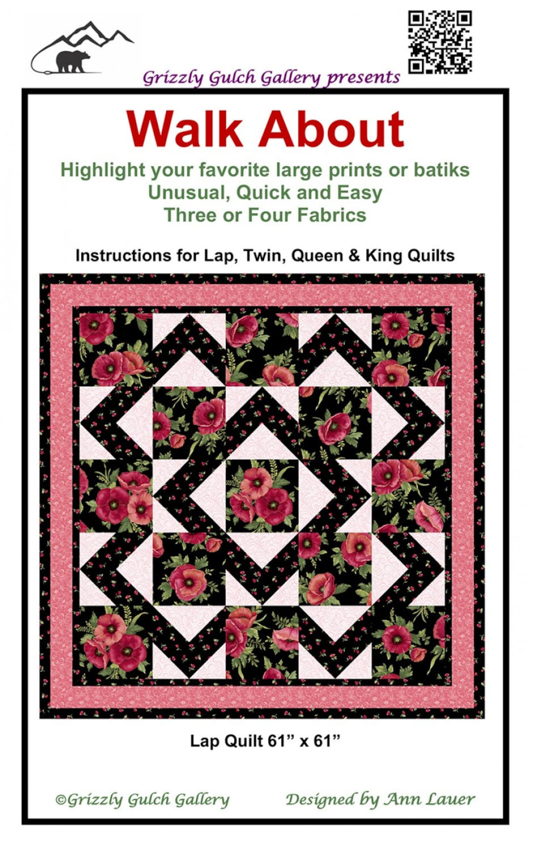 Walk About Quilt Patterngrizzly Gulch Gallery Ann Lauer - Etsy.de for Free Printable Walk About Quilt Pattern