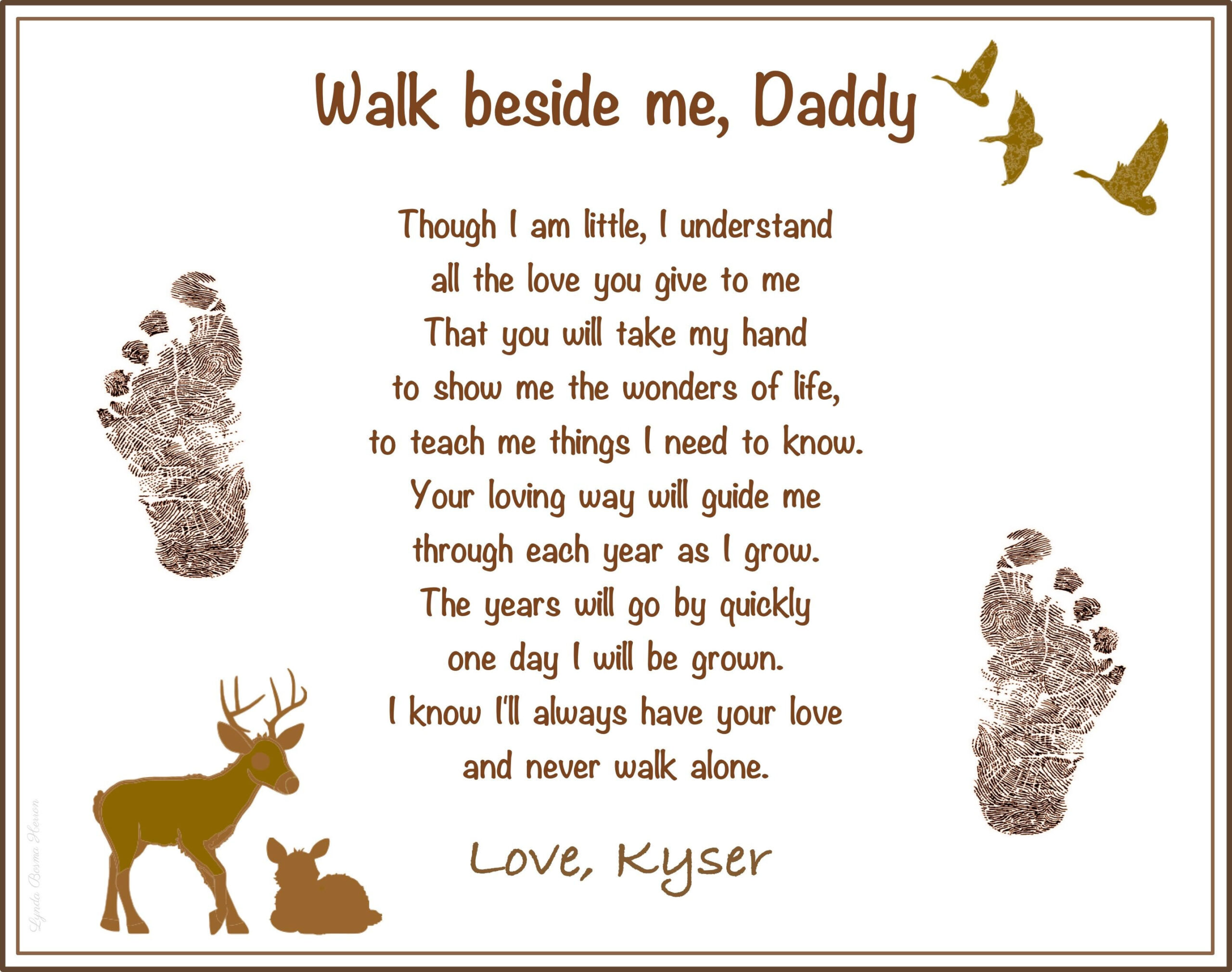 Walk Beside Me Daddy© Poem 8X10" Print | Personalized With Baby'S for Walk Alongside Me Daddy Poem Free Printable
