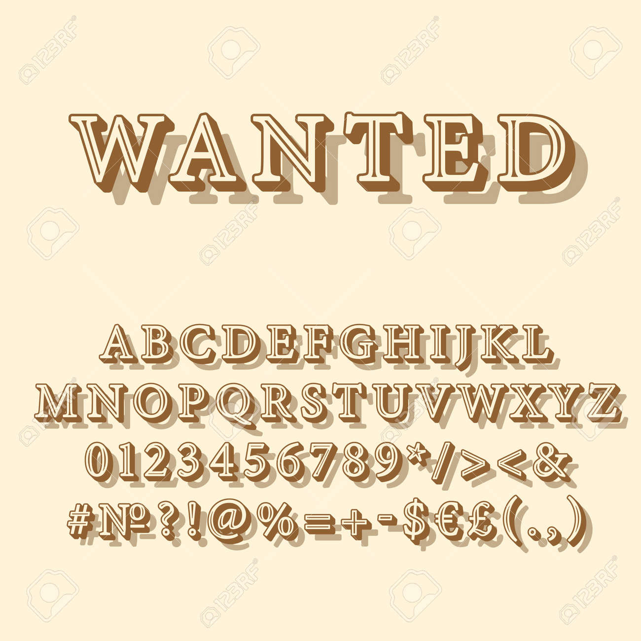 Wanted Vintage 3D Vector Alphabet Set. Retro Bold Font, Typeface regarding Free Printable Old Western Alphabet Stencils Templates