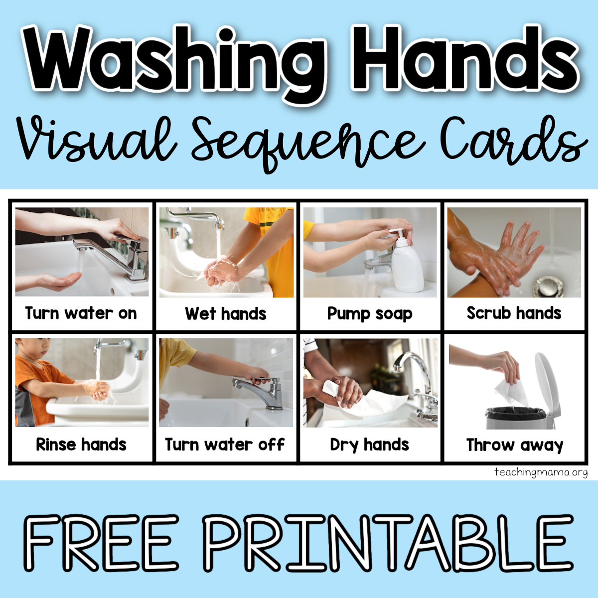 Washing Hands Visual Sequence Cards - Teaching Mama with regard to Free Printable Hand Washing Posters For Preschoolers