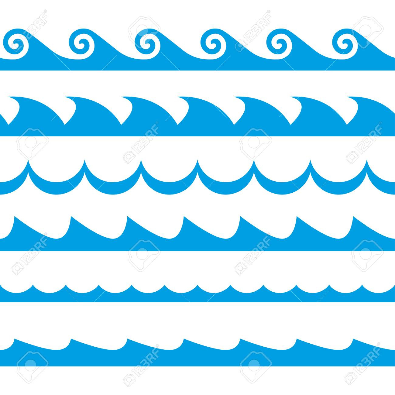 Wave Set. Waves Seamless Pattern. Decoration Template Of Sea And with regard to Free Printable Ocean Wave Stencil