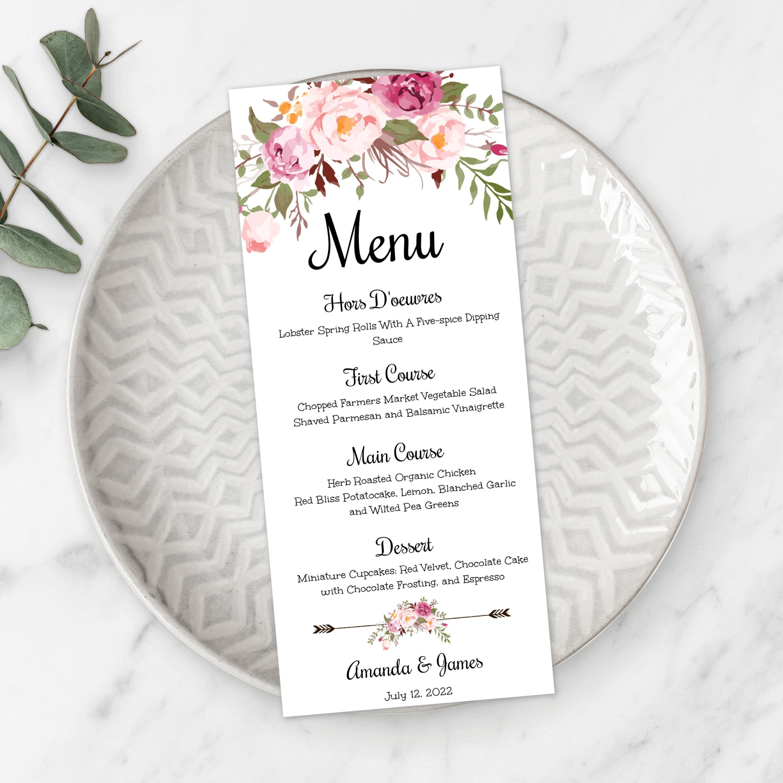 Wedding Menu Template Free Printable Wedding Menu - Editable regarding Wedding Menu Template Free Download
