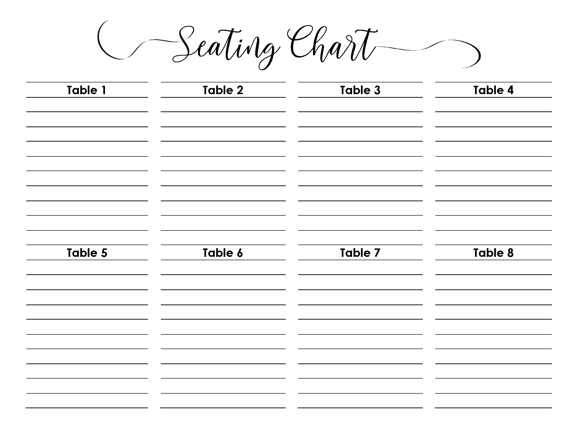 Wedding Seating Chart | Typeable Pdf, Word, Excel with regard to Free Printable Wedding Seating Plan