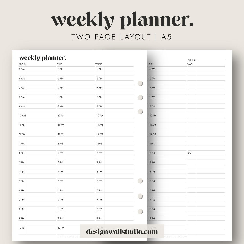 Weekly Planner Printable Insert (A5) – Free Download | Two Page Layout intended for Free A5 Planner Printables