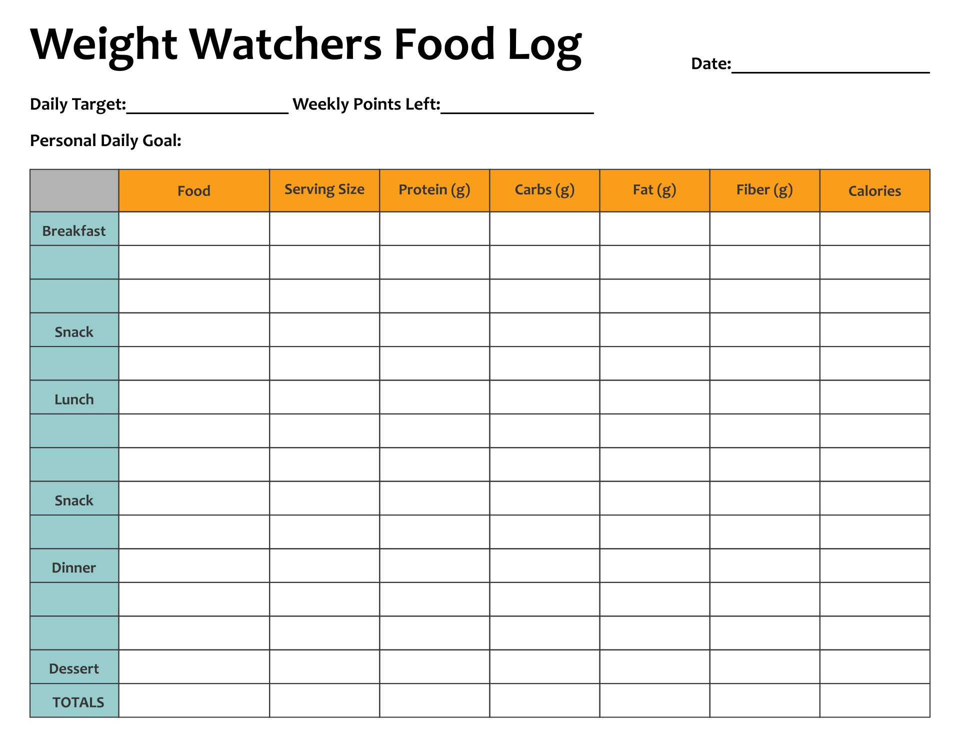 Weight Watchers Food Tracker Journal Off 62% - Www in Free Printable Weight Watchers Food Diary