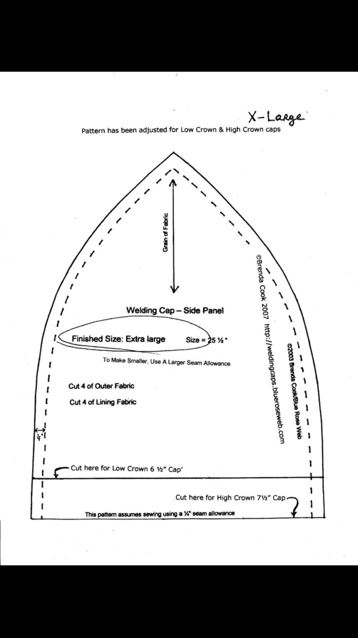 Welding Cap Pattern within Free Printable Welders Cap Pattern