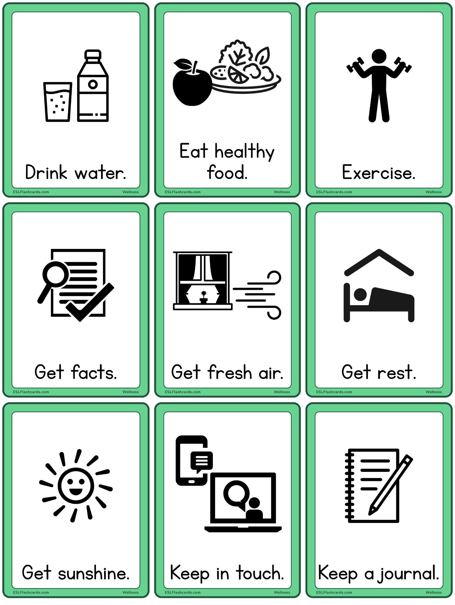 Wellness Flashcards – Esl Flashcards throughout Free Printable Esl Flashcards For Adults