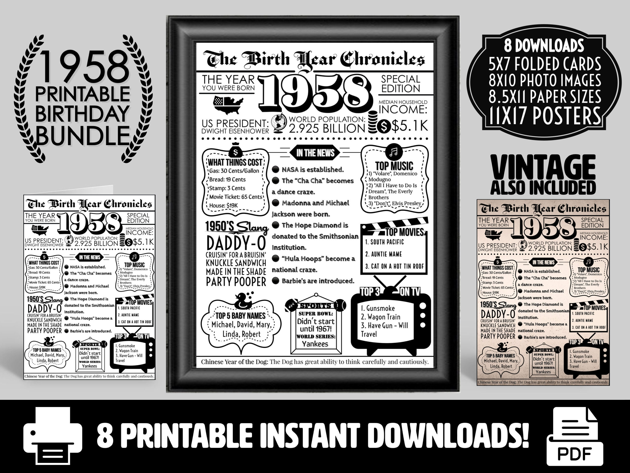 What Happened 1958 - Etsy for Free Printable 1958 Facts