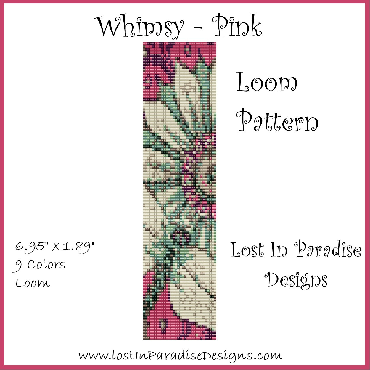 Whimsy Pink Loom Pattern throughout Free Dragonfly Loom Pattern Printable