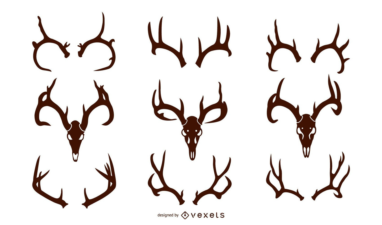 Whitetail Deer Antler Silhouette Pack Vector Download with regard to Deer Antler Pattern Printable