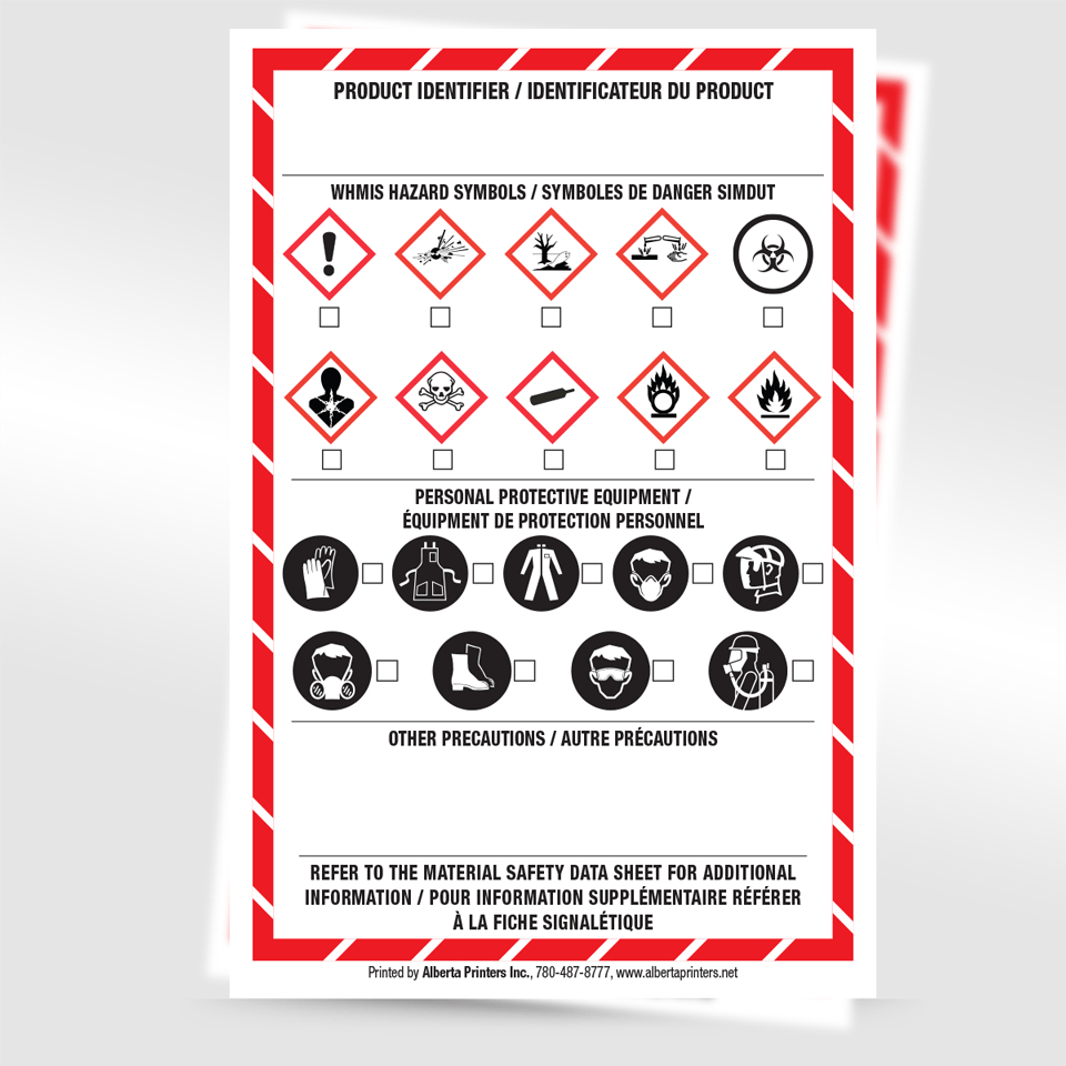 Whmis Labels For Workplace Safety - Alberta Printers Store with regard to Free Whmis Label Template