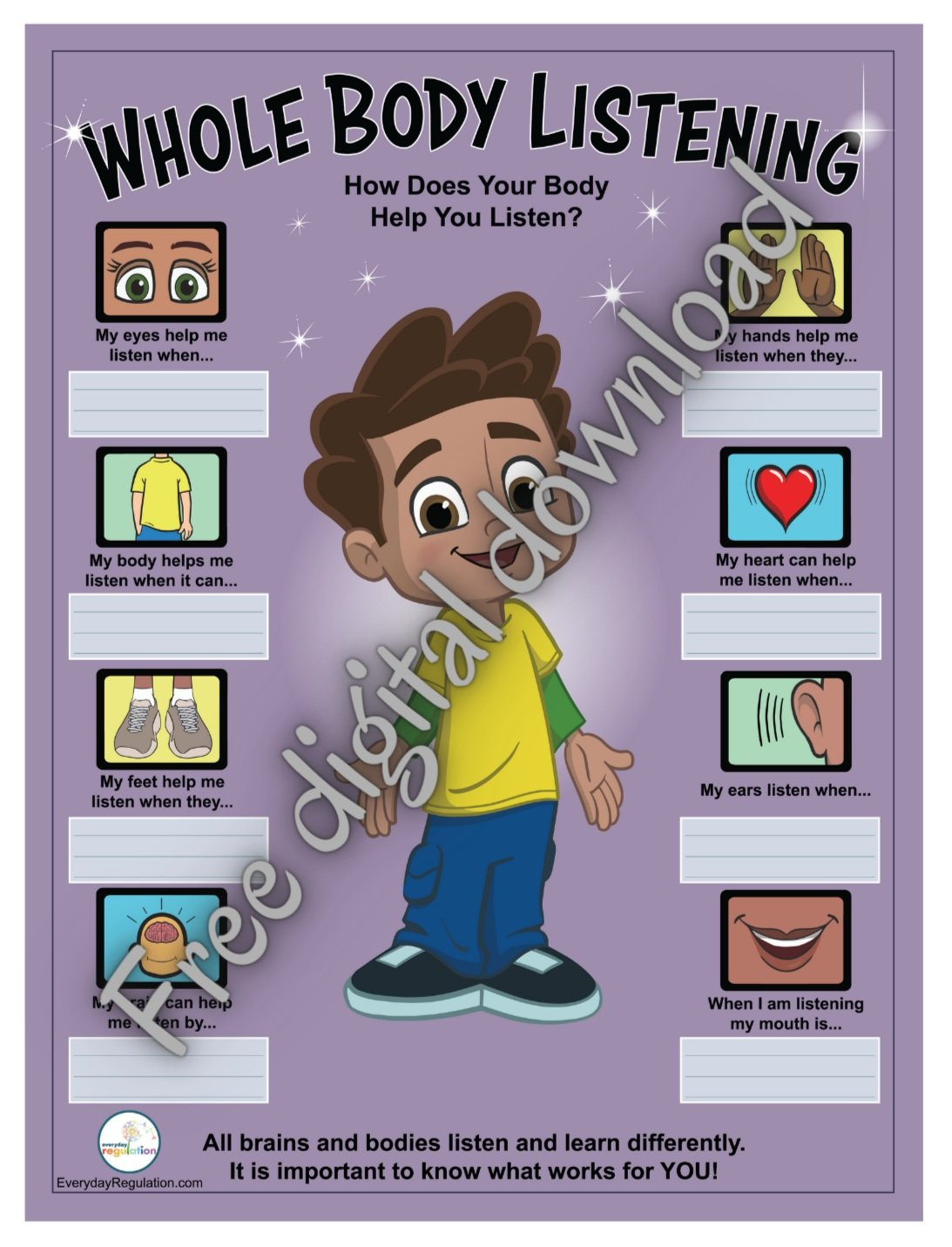Whole Body Listening Resources - Elizabeth Sautter with regard to Whole Body Listening Free Printables