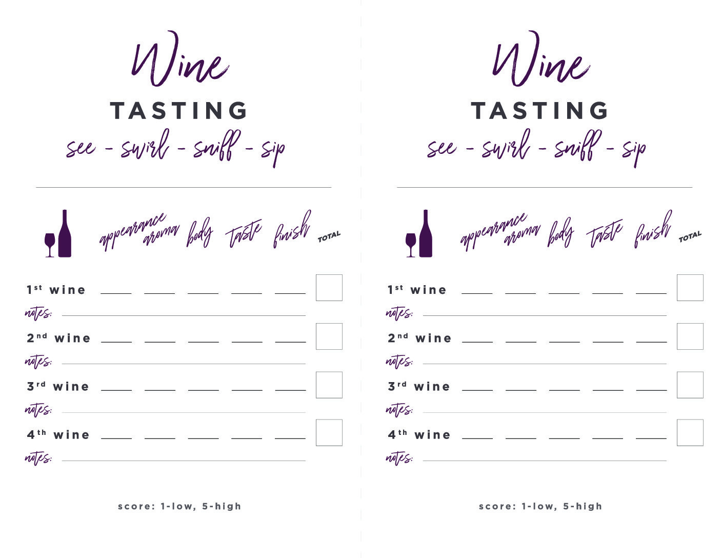 Wine Tasting Party Get Your Wine Tasting Notes Scorecards - Free for Free Printable Wine Tasting Score Sheets