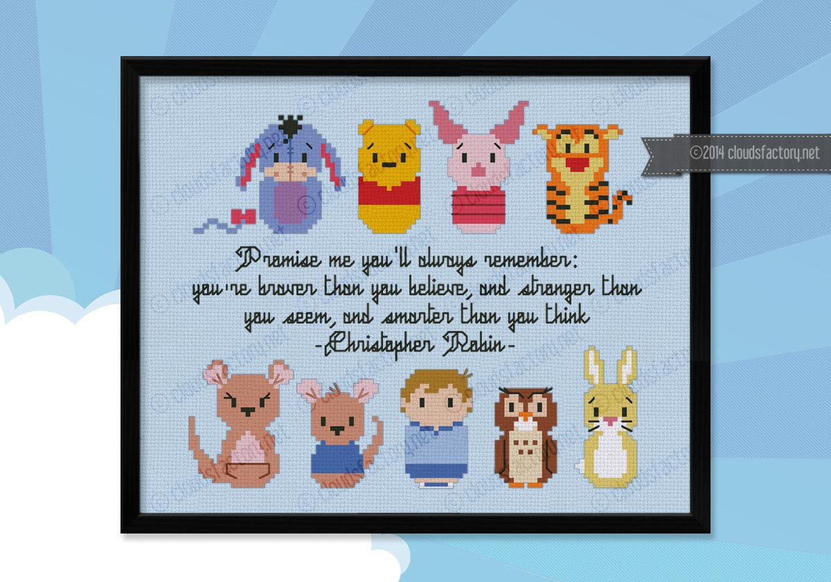 Winnie The Pooh (Extended Version) - Digital Cross Stitch Pattern with Free Printable Winnie The Pooh Cross Stitch Patterns