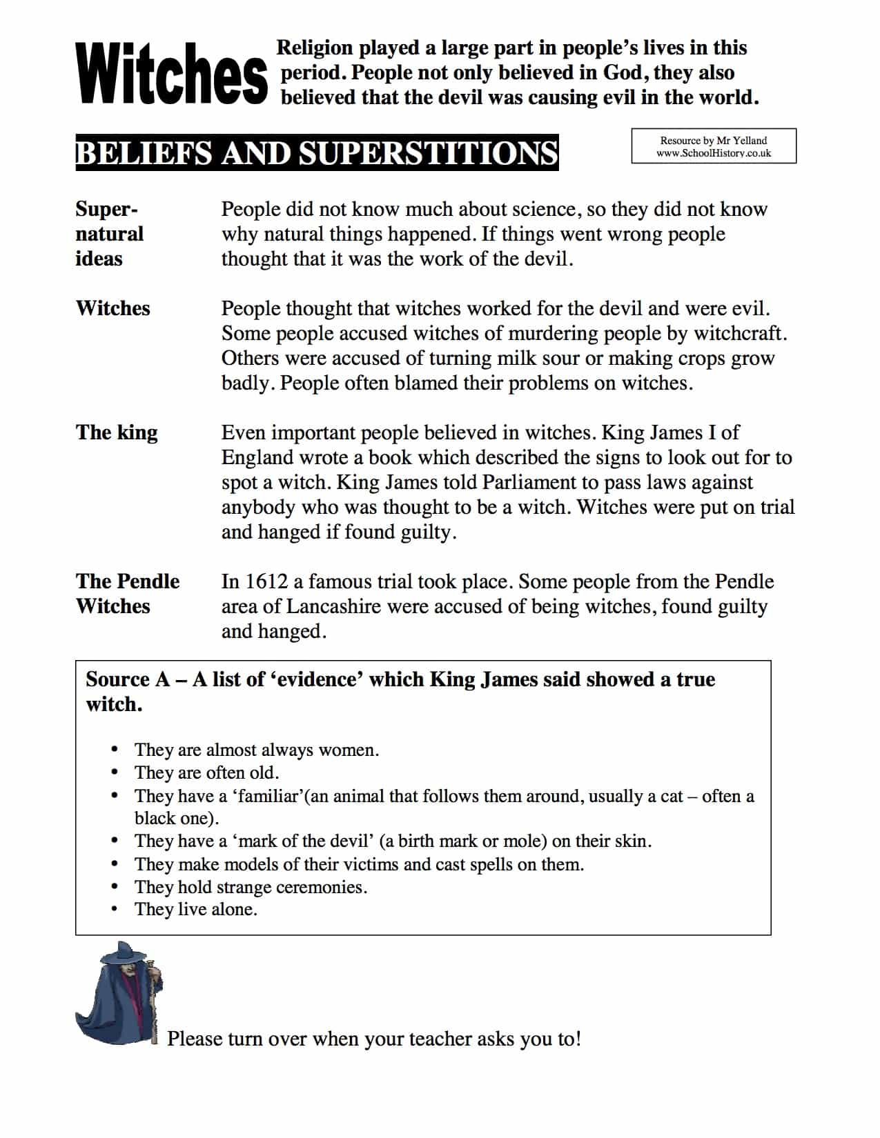Witches & Religion Year 7 Worksheet - Free Download inside Ks3 English Worksheets Free Printable Uk