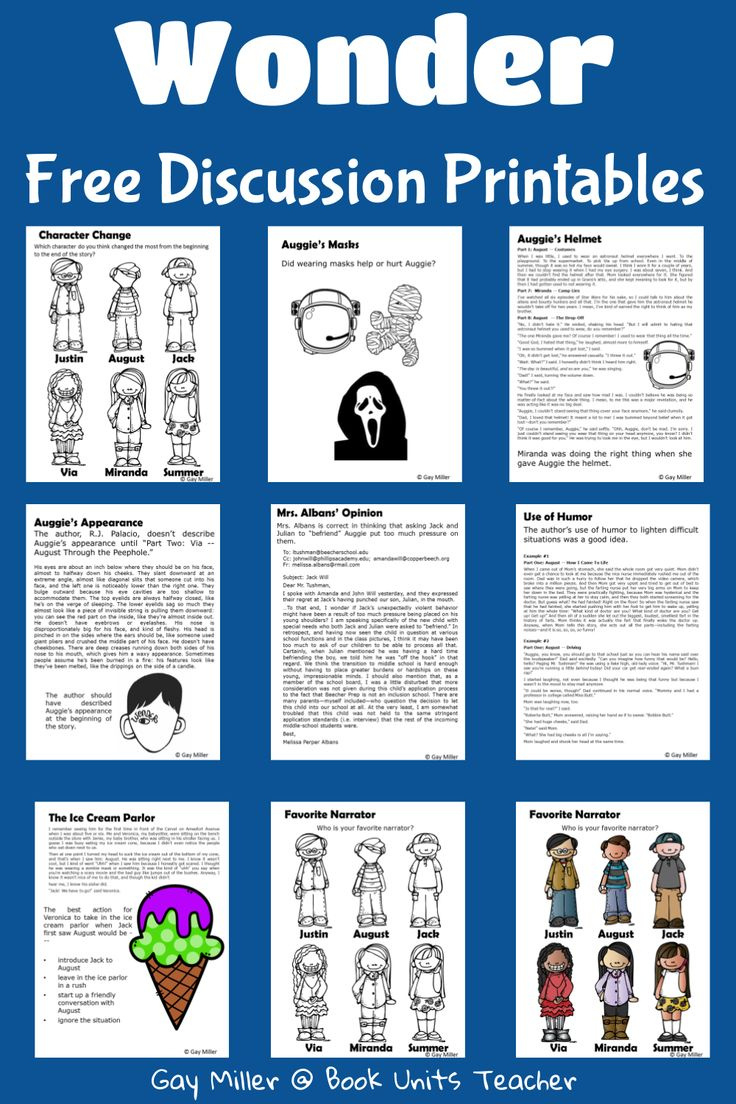 Wonder Novel Study For R. J. Palacio&amp;#039;S Book - Book Units Teacher in Wonder Book Free Printables