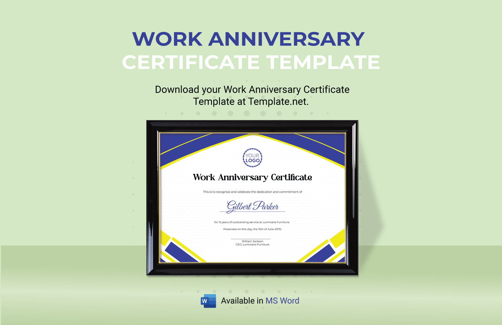 Work Anniversary Certificate Template In Word - Download inside Free Printable Anniversary Certificate Templates