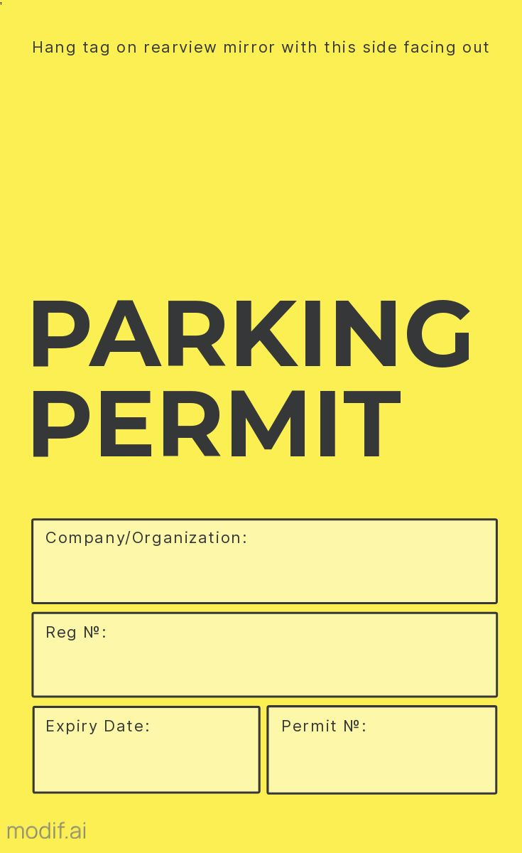 Yellow Parking Permit Design Template - Mediamodifier in Parking Pass Template Free