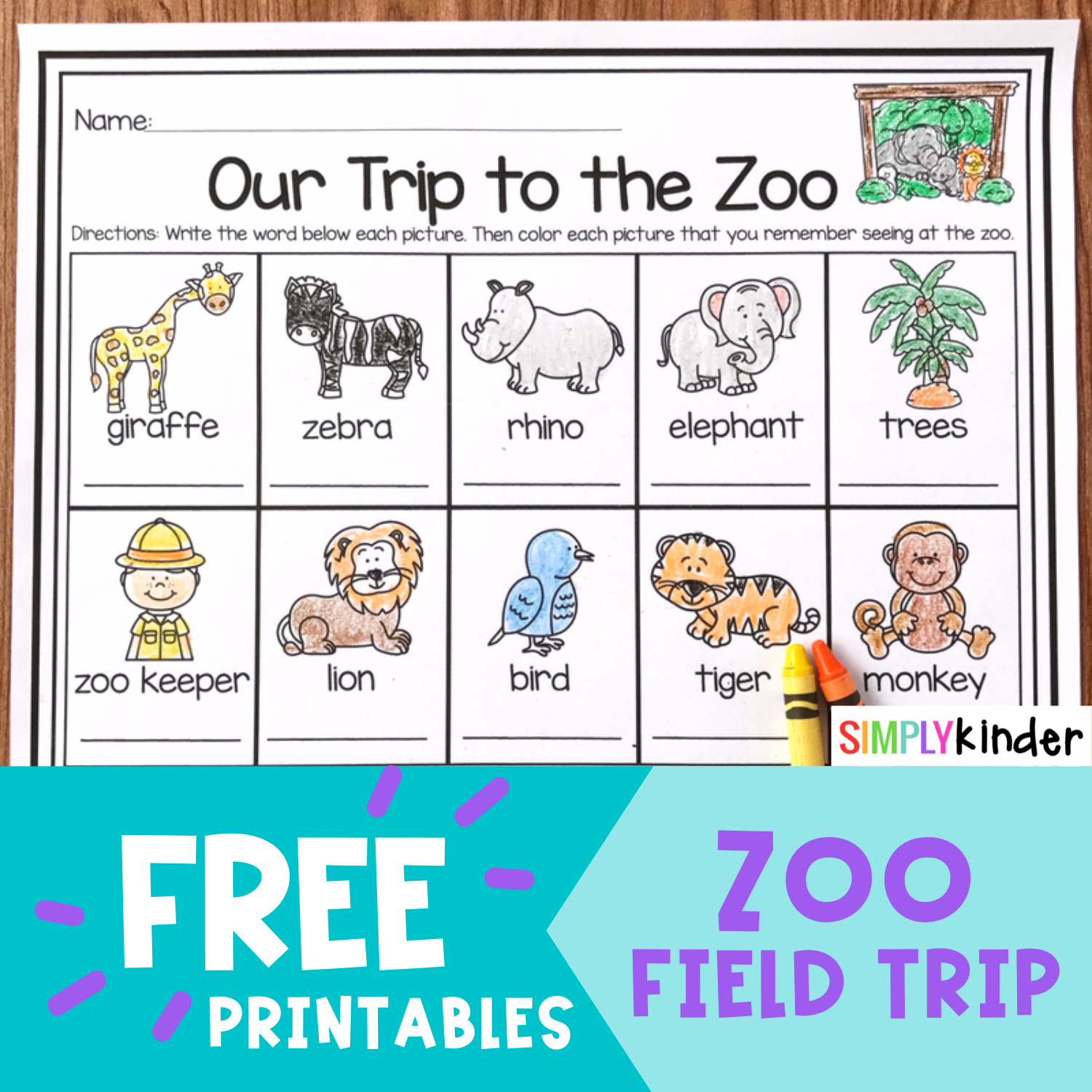 Zoo Field Trip Freebie - Simply Kinder regarding Free Zoo Field Trip Printables