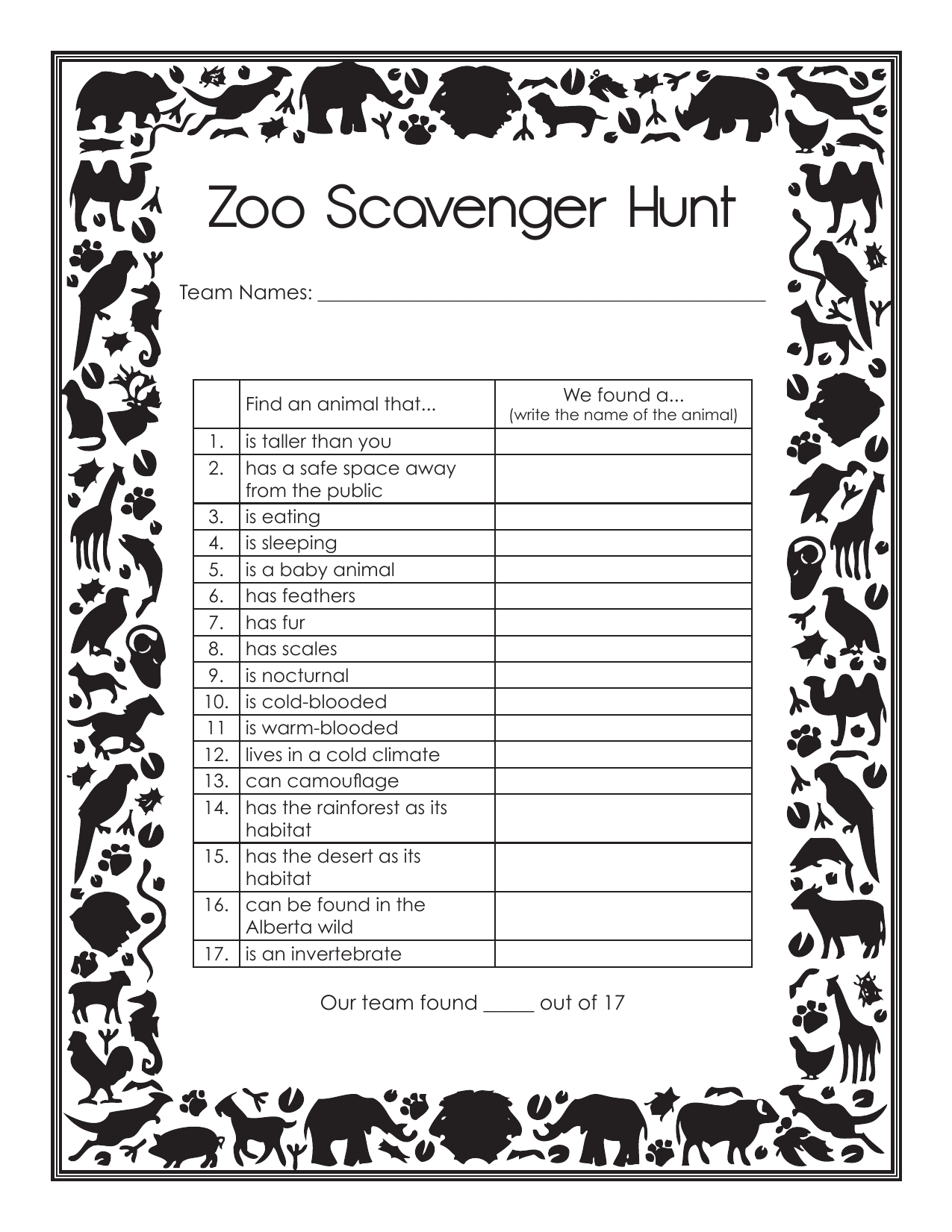 Zoo Field Trip Scavenger Huntabuckley · Ninja Plans pertaining to Free Zoo Field Trip Printables