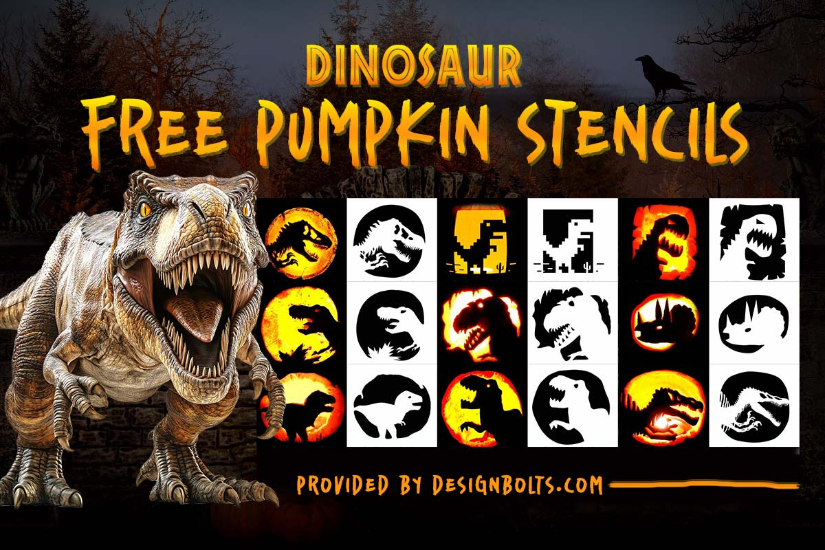 10 Free Dinosaur Pumpkin Carving Stencils, Templates & Ideas 2025 with Jurassic Park Pumpkin Stencil Printable