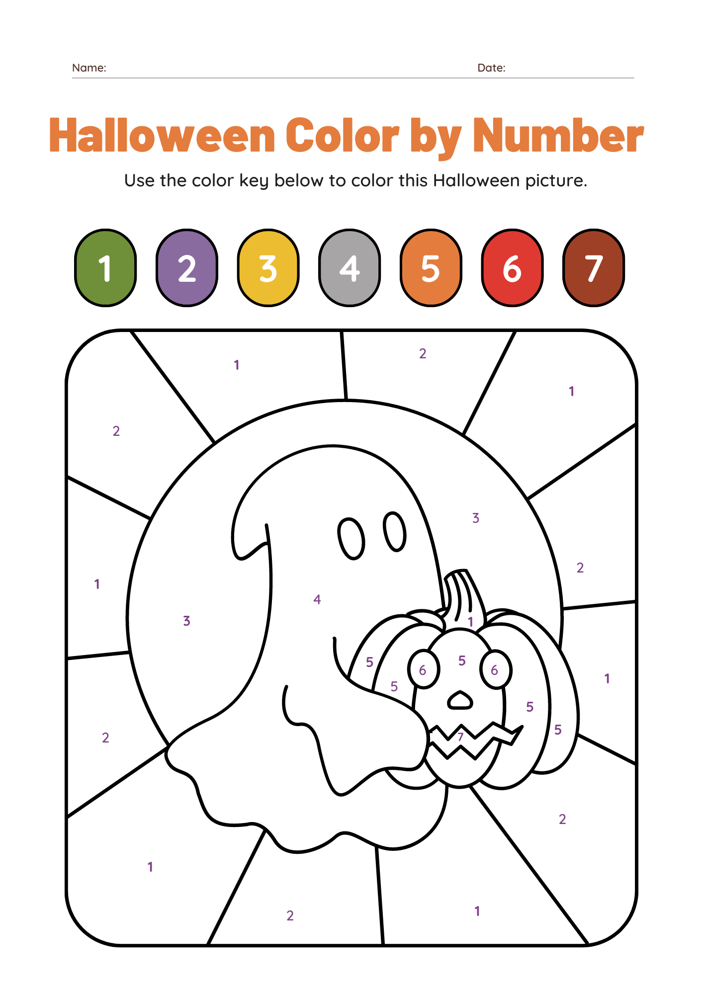 10 Halloween Colornumber Printable Worksheets Free throughout Pumpkin Color By Number Printable