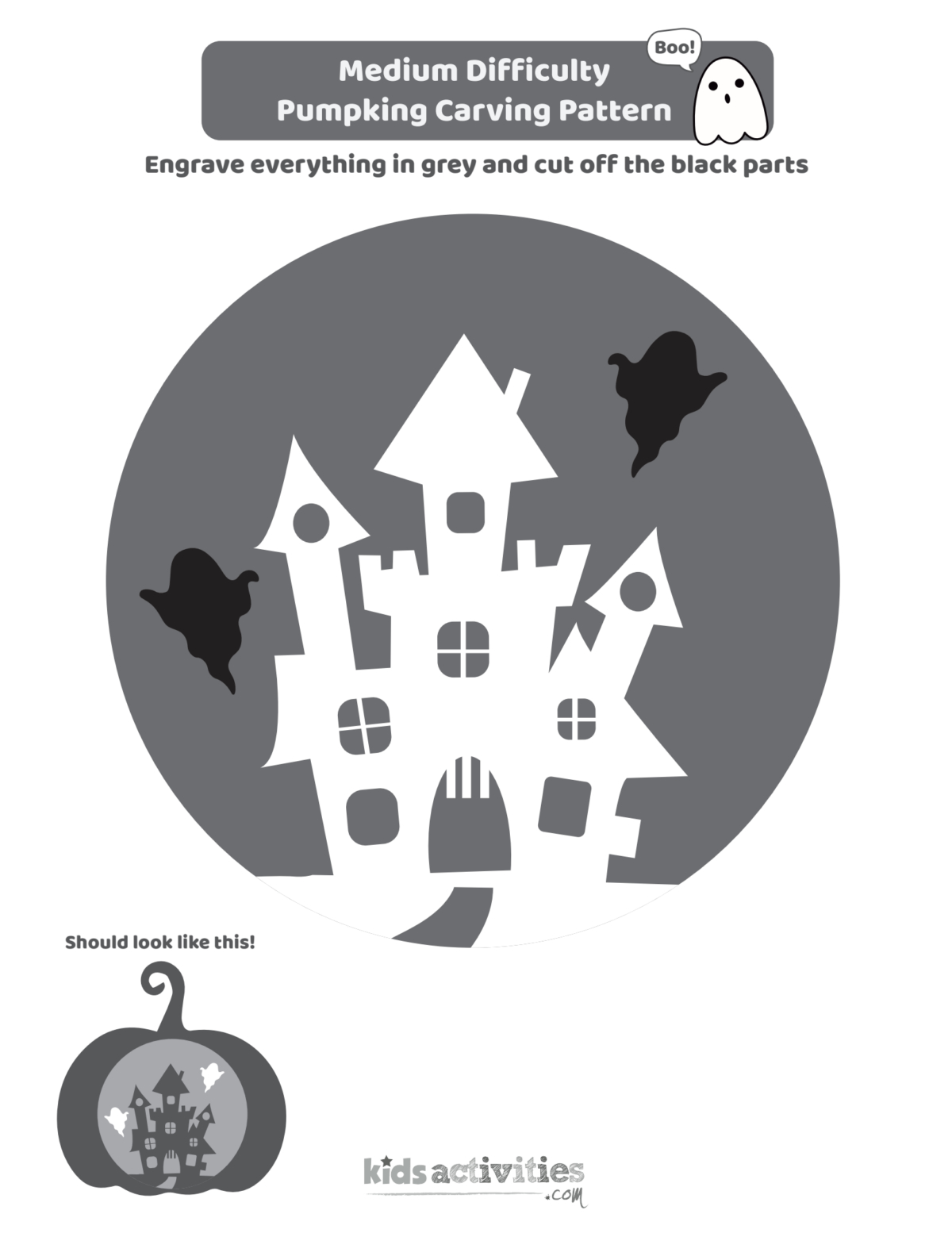12 Free Pumpkin Stencils For Halloween -Kids Activities Blog for Haunted House Pumpkin Stencil Printable