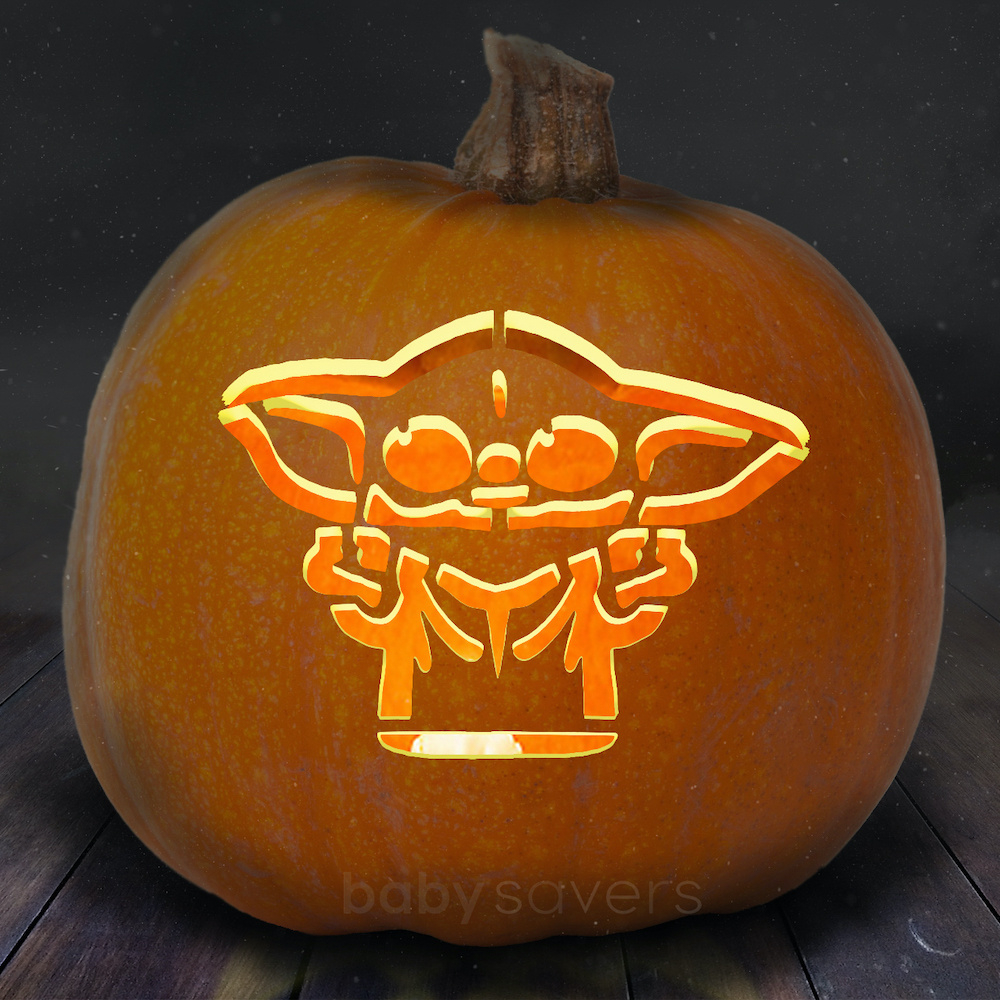 13 Free Baby Yoda Pumpkin Stencils For A Star Wars Halloween for Grogu Pumpkin Stencil Printable