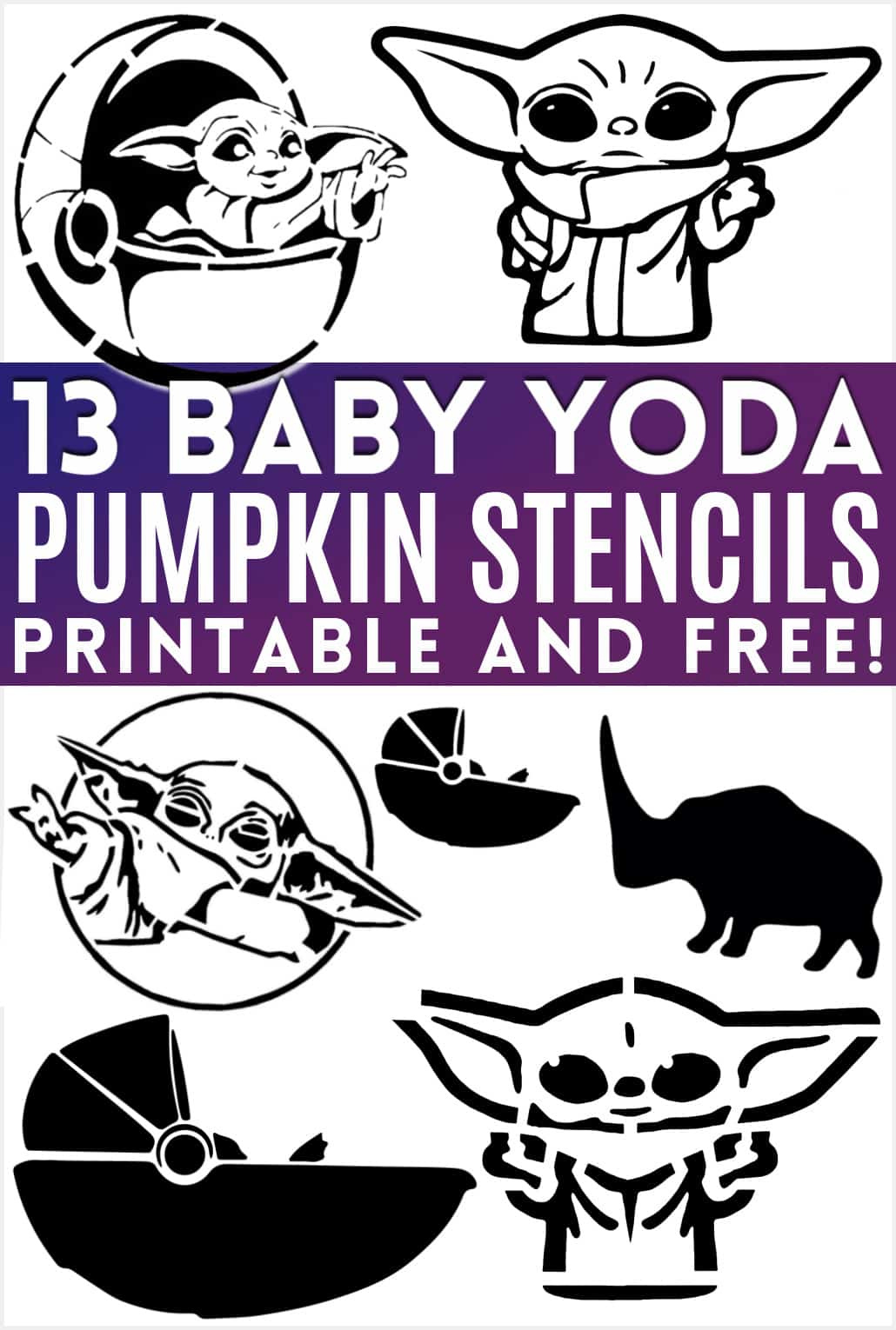 13 Free Baby Yoda Pumpkin Stencils For A Star Wars Halloween throughout Grogu Pumpkin Stencil Printable