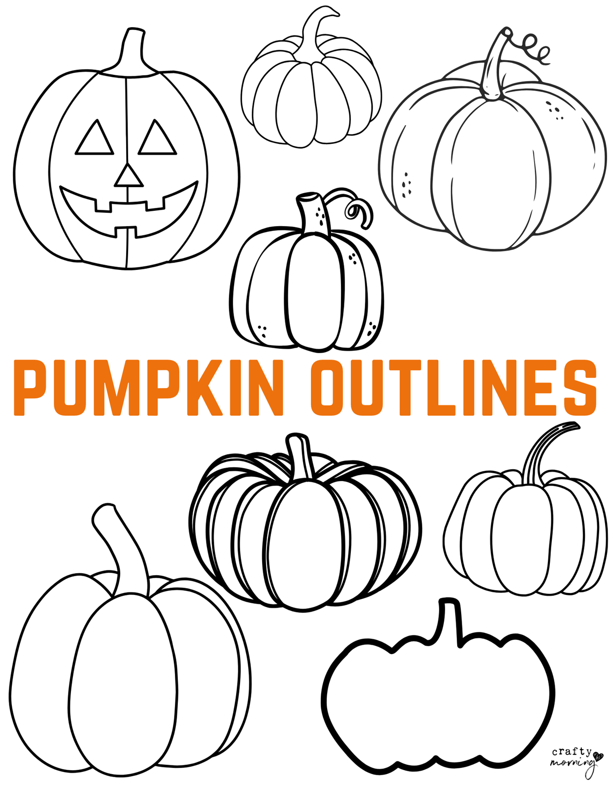 20 Free Pumpkin Outline Printables - Crafty Morning for Printable Halloween Pumpkin Pictures