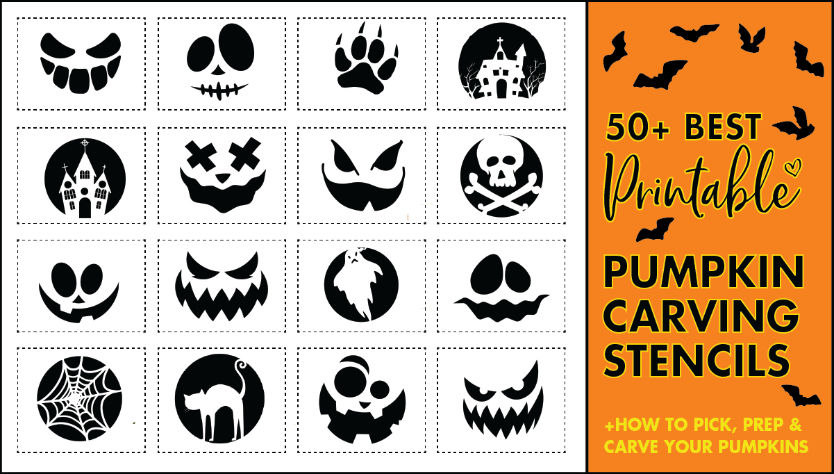 50 Easy Pumpkin Carving Stencils + The Ultimate Guide To Pumpkin with Pumpkin Carving Paper Printables