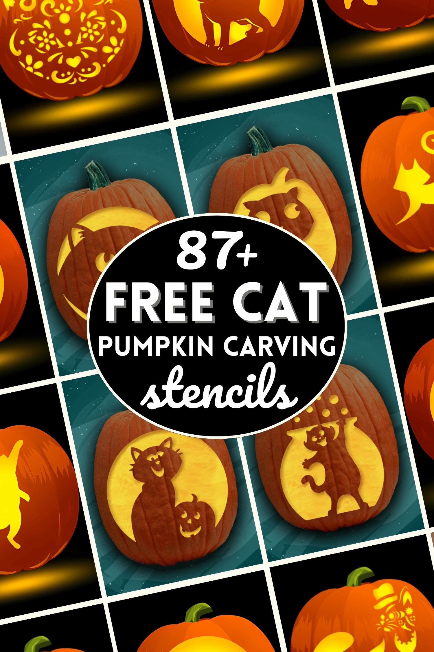 87 Free Cat Pumpkin Carving Stencils - The Ultimate List! inside Printable Cat Face Pumpkin Stencil