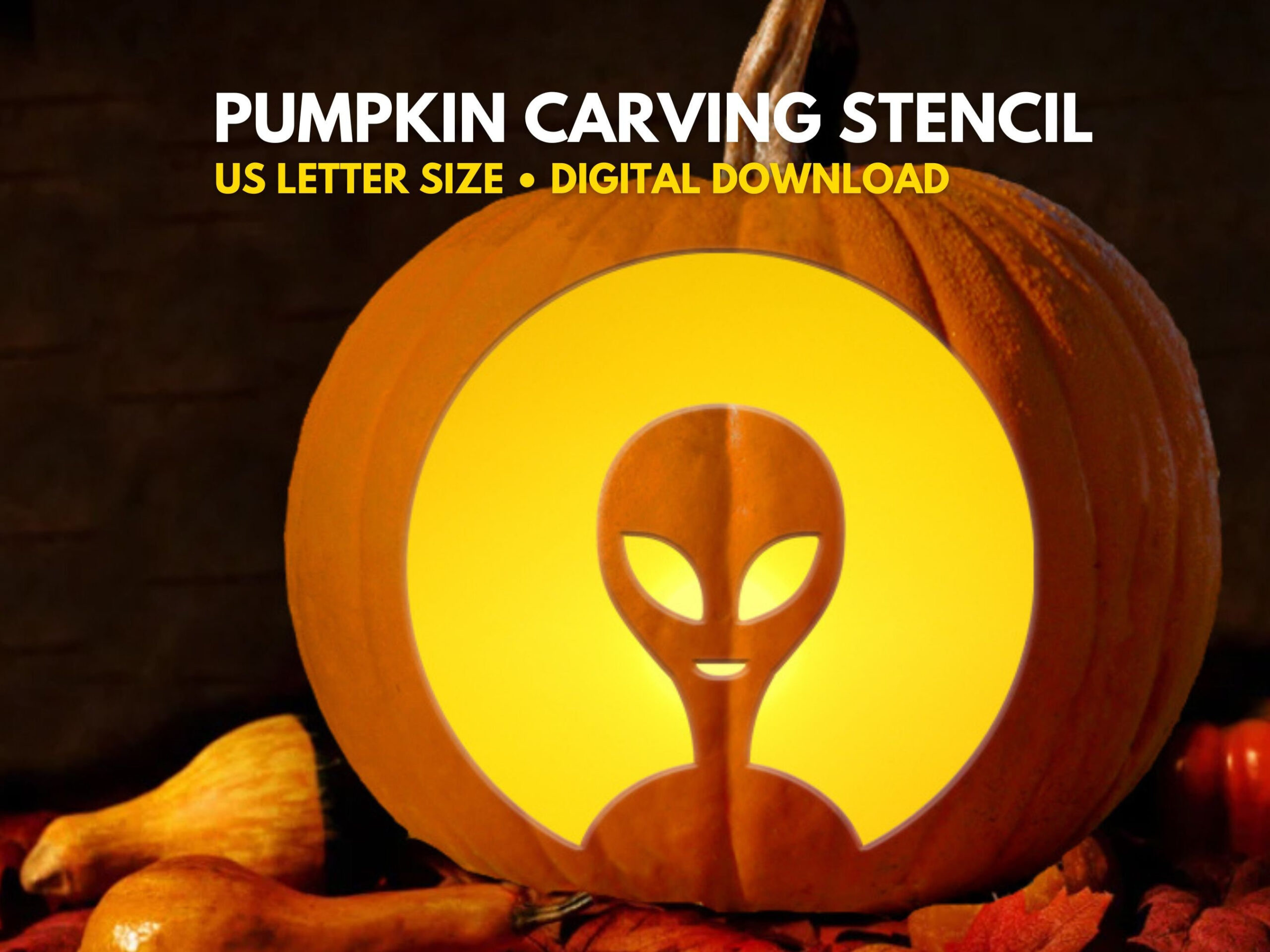 Alien Pumpkin Carving Stencil Printable | Halloween Pumpkin in Alien Pumpkin Stencil Printable
