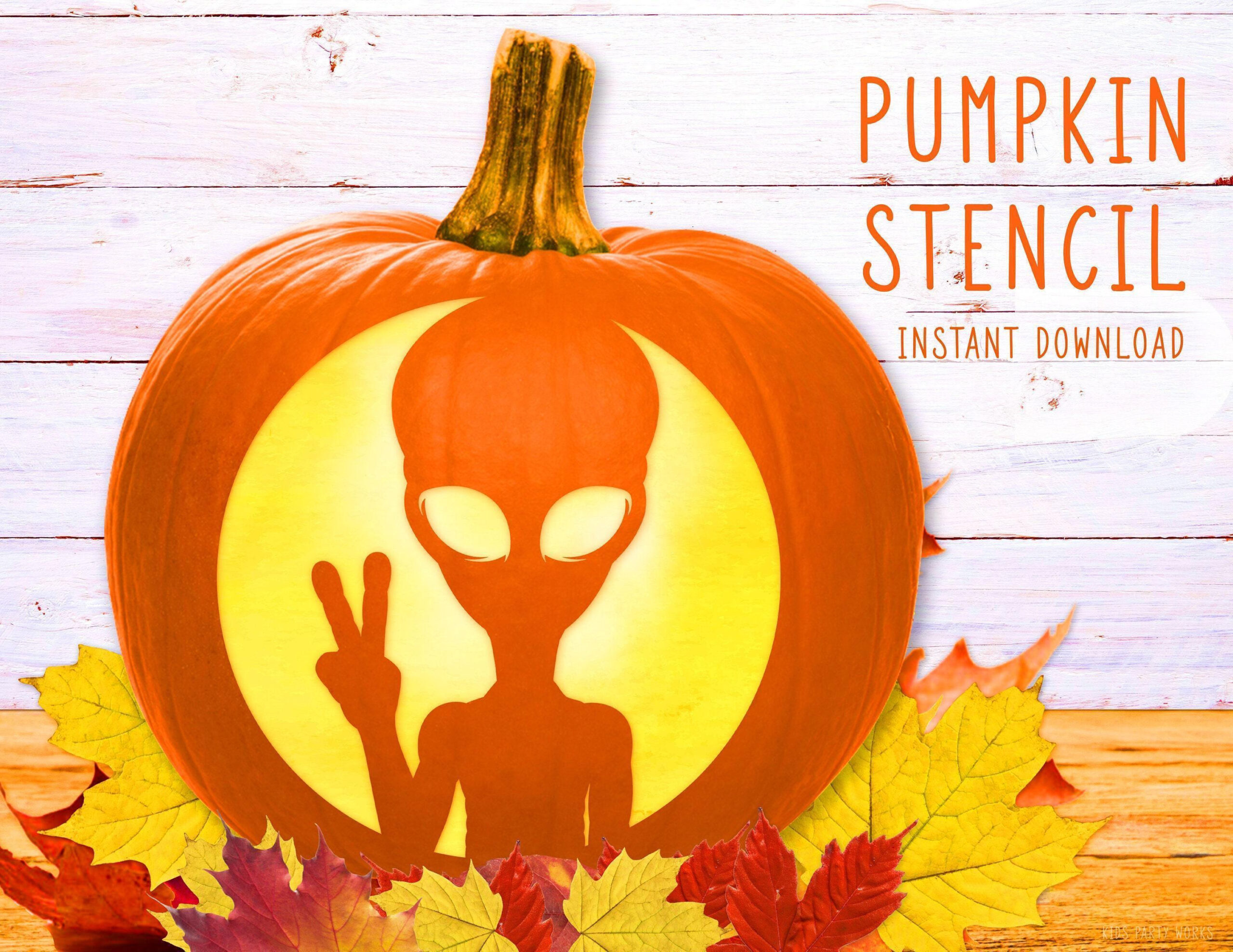 Alien Pumpkin Stencil, Ufo Printable Stencil, Jack O' Lantern throughout Printable Alien Pumpkin Stencil