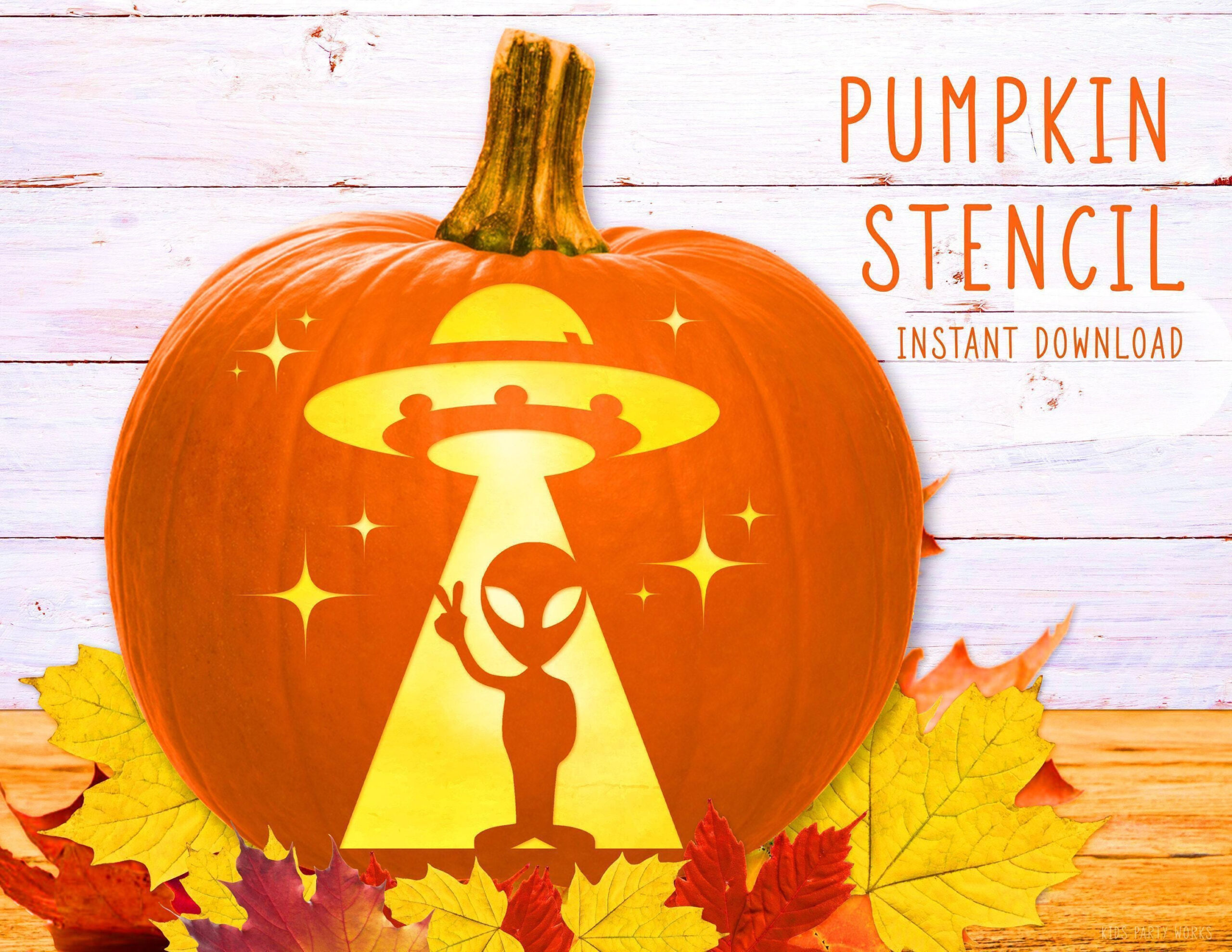 Alien Pumpkin Stencil, Ufo Printable Stencil, Jack O' Lantern with Alien Pumpkin Stencil Printable