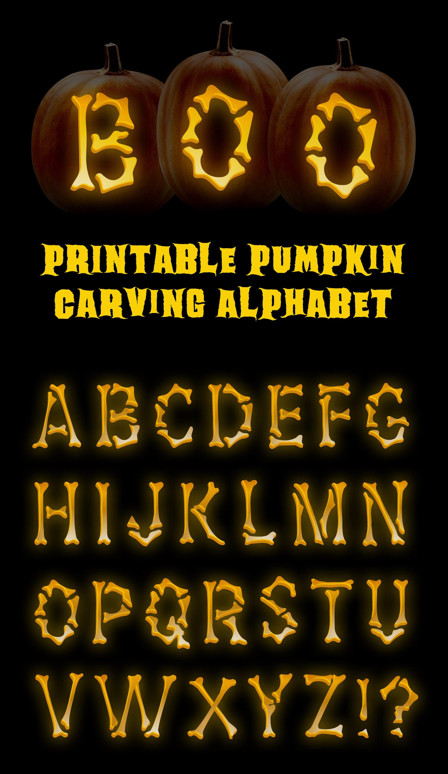 Alphabet Pumpkin Carving Stencil: Custom Halloween Letters (Pdf within Printable Letter Stencils For Pumpkin Carving