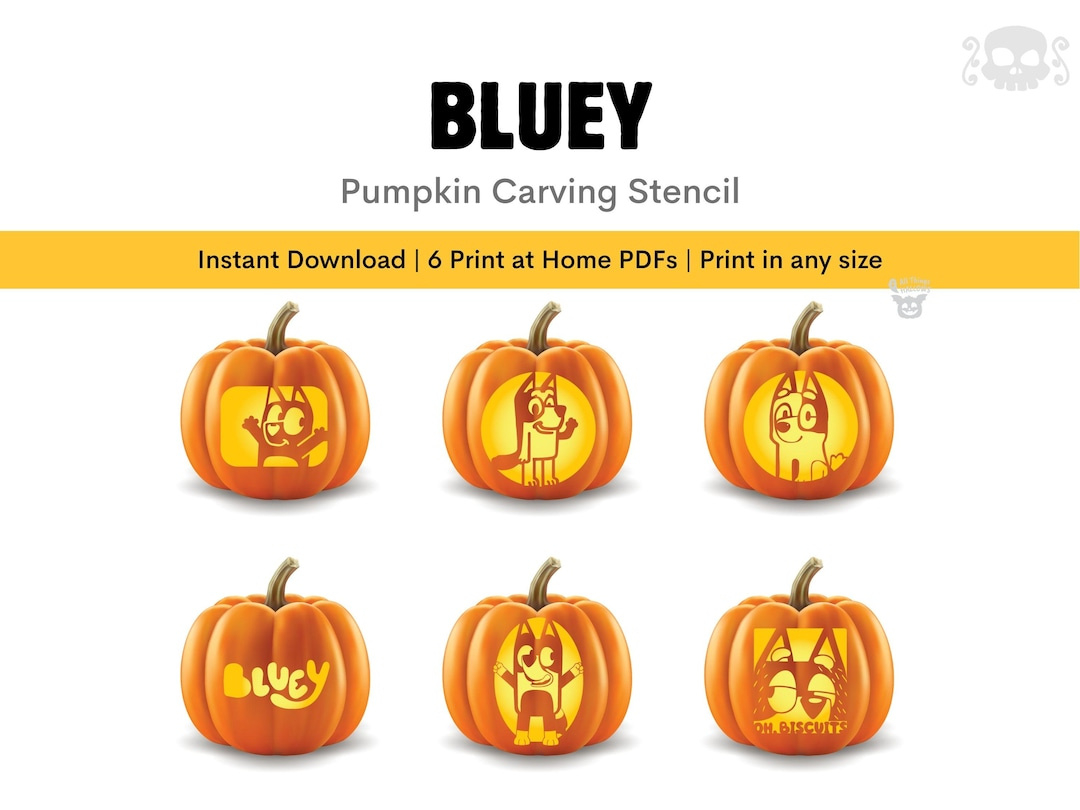 Bluey Pumpkin Carving Stencil Template Halloween Jack O Lantern within Bluey Pumpkin Stencil Printable