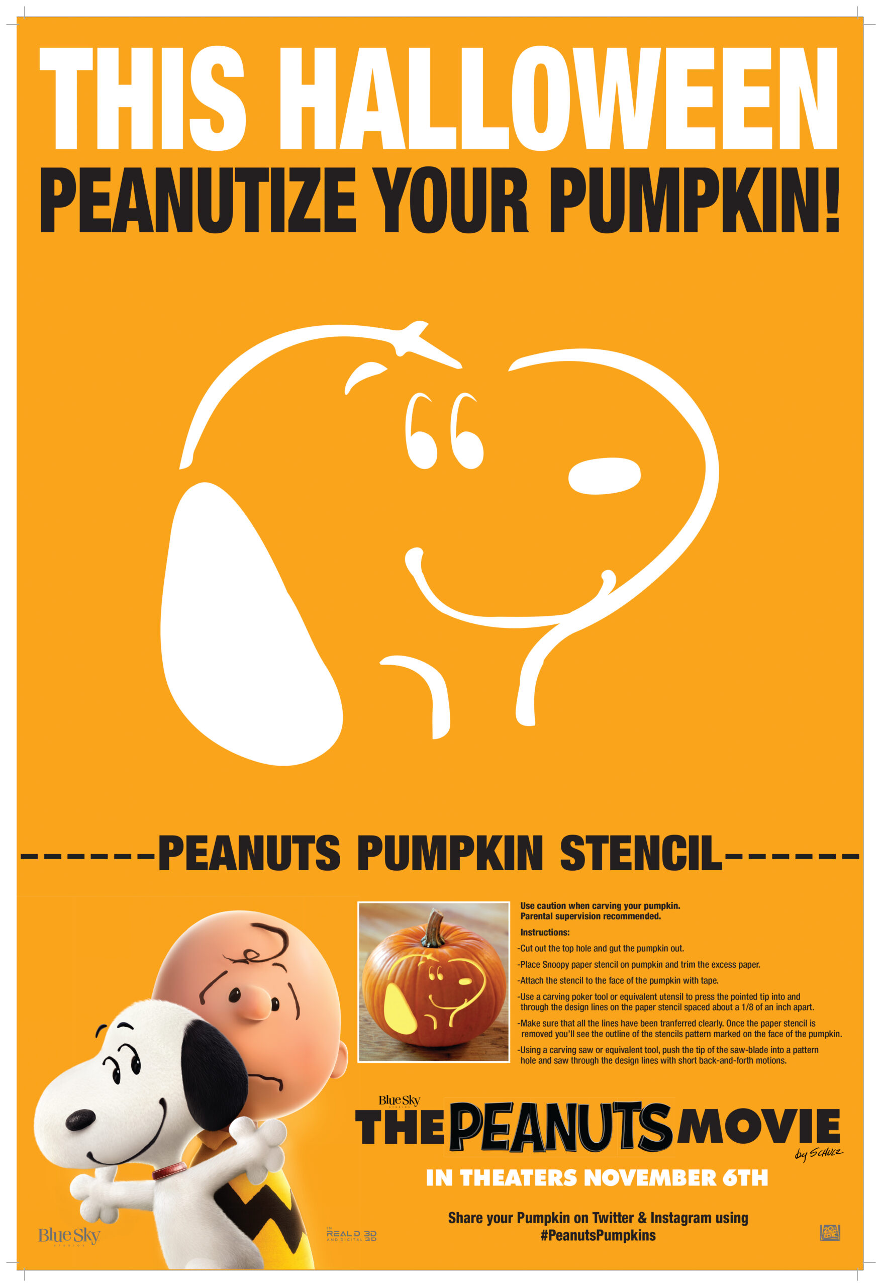 Carve A Snoopy Pumpkin - The Peanuts Movie - Life. Family. Joy within Free Printable Snoopy Pumpkin Stencils