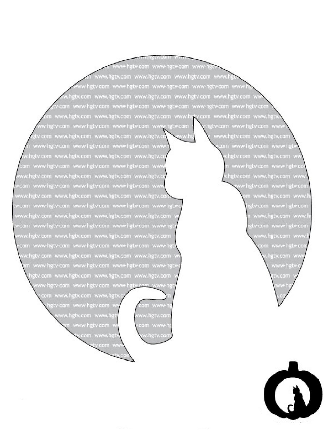 Cat (Free Pumpkin Stencil - Pumpkin Pattern - Pumpkin Template for Printable Cat And Moon Pumpkin Stencil