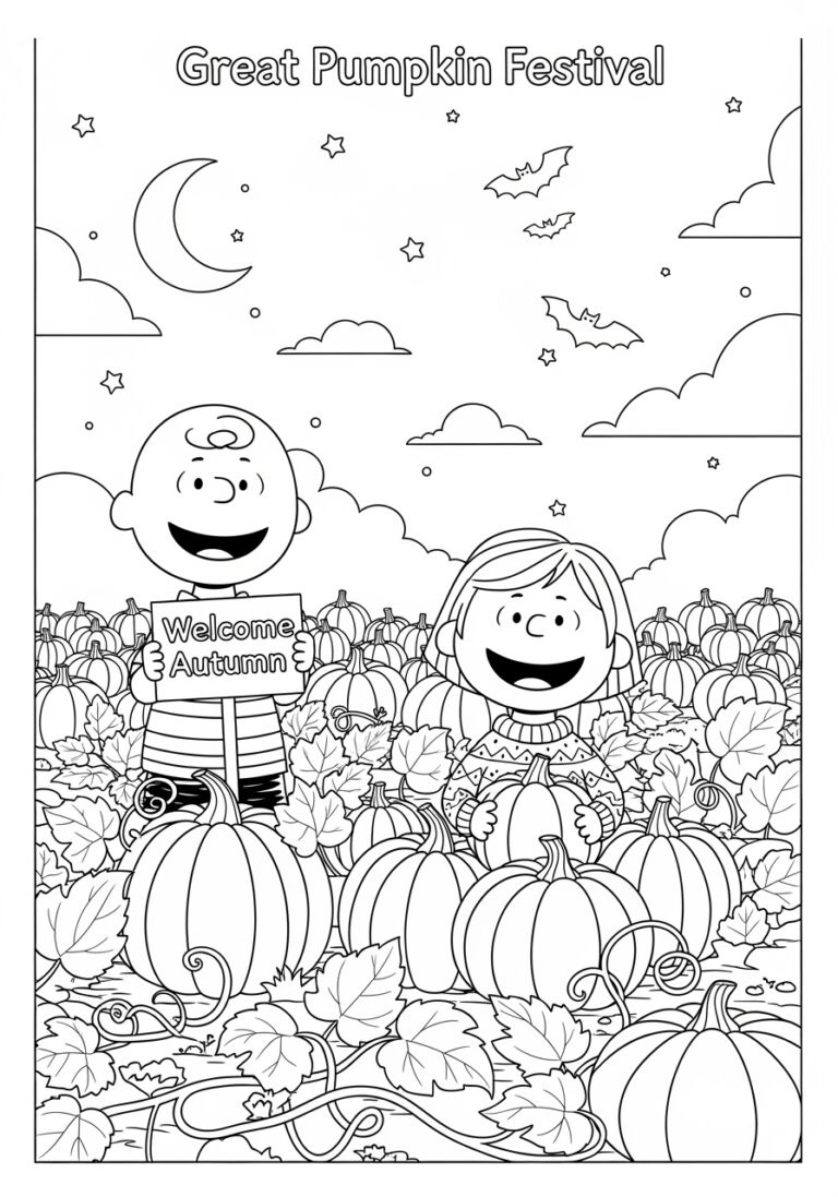 Charlie Brown & Great Pumpkin Coloring Page Download pertaining to Great Pumpkin Charlie Brown Printables