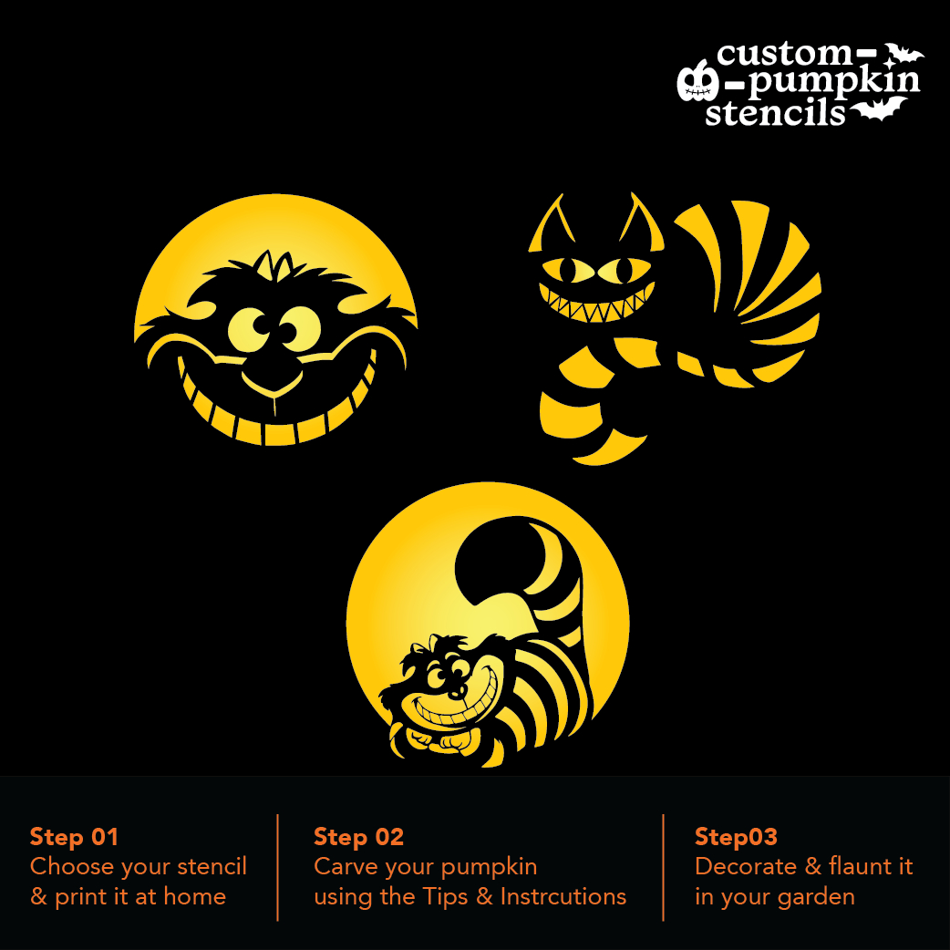 Cheshire Cat Pumpkin Carving Stencil - Custom Pumpkin Stencils 2025 with regard to Cheshire Cat Pumpkin Stencil Printable