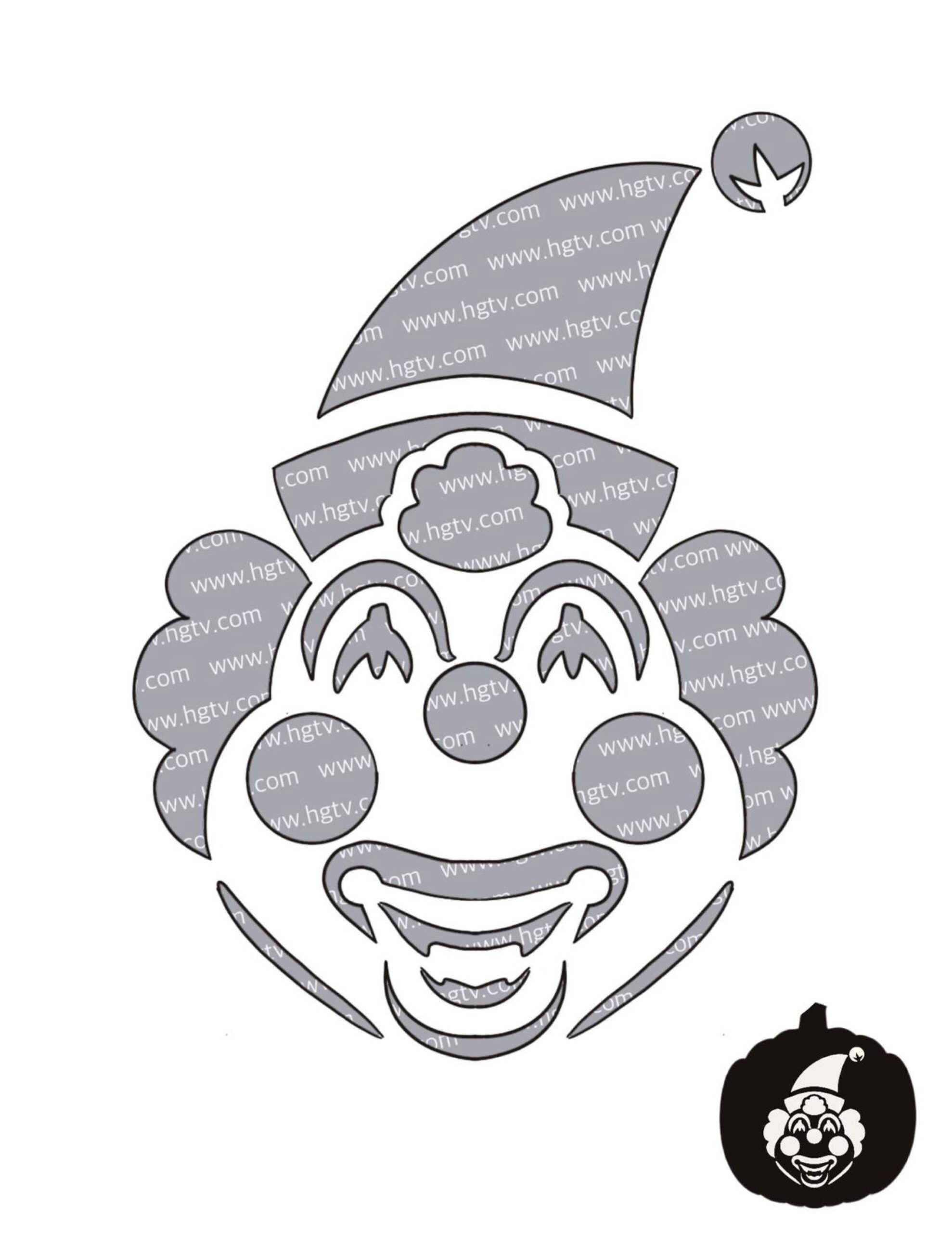 Clown (Pumpkin Stencil - Pumpkin Pattern - Pumpkin Template - Jack for Printable Clown Pumpkin Stencils