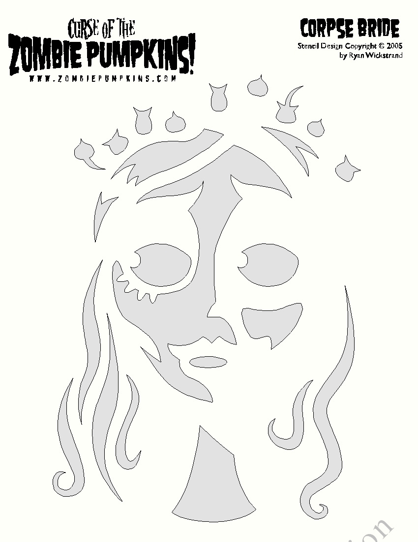 Corpse Bride Pumpkin Stencil for Free Printable Coraline Pumpkin Stencil