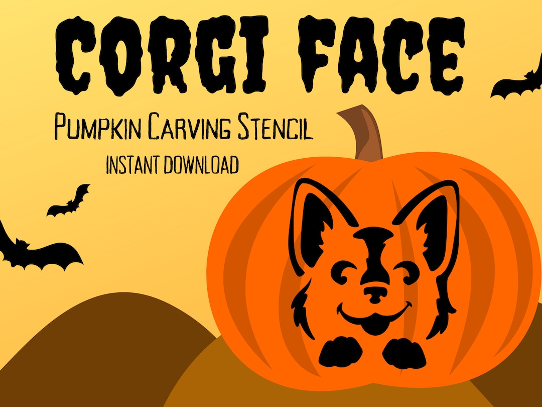 Cute Corgi Face Pumpkin Carving Stencil | 1 Unique Halloween Jack pertaining to Corgi Pumpkin Stencil Printable