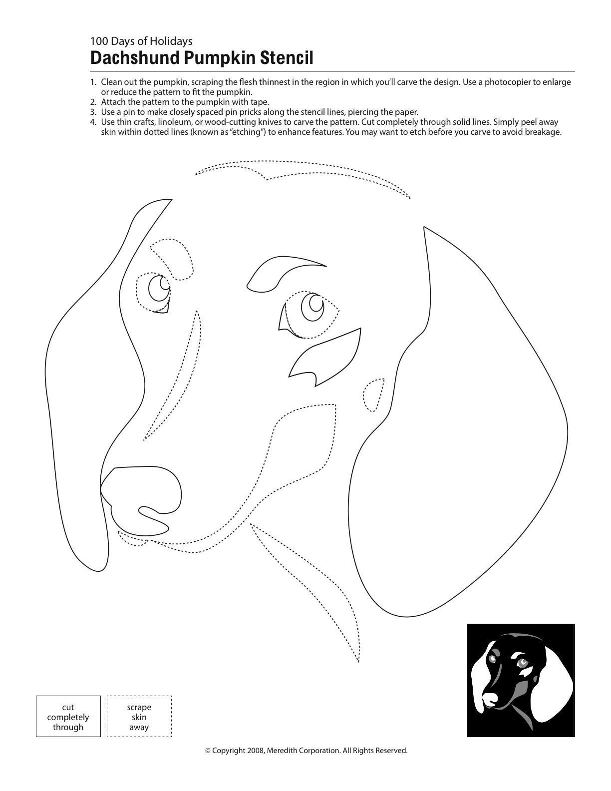 Dachshund Pumpkin Stencil throughout Printable Dachshund Pumpkin Carving Pattern
